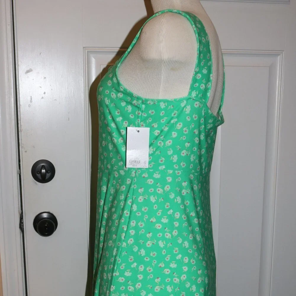 Sonoma SO cute green floral sundress size large NWT around knee length - Picture 5 of 8